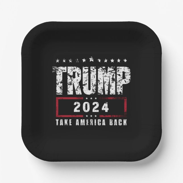 Donald Trump 2024 nimmt die Wahlen in Amerika zurü Pappteller (Vorderseite)