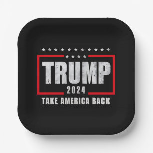 Donald Trump 2024 nimmt die Wahlen in Amerika zurü Pappteller