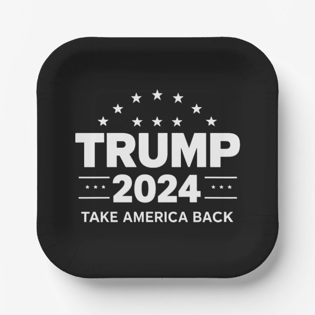 Donald Trump 2024 nimmt die Wahlen in Amerika zurü Pappteller (Vorderseite)