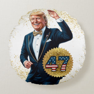Donald Trump 2024 Präsident 47 Gewinner Rundes Kissen