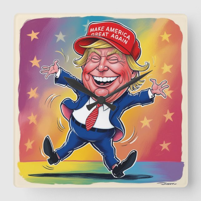 Donald Trump 2024 Quadratische Wanduhr (Vorderseite)