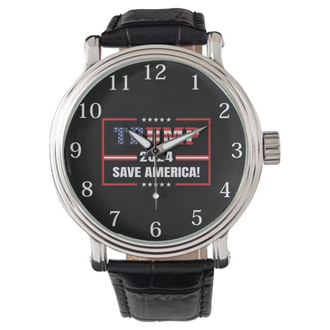 Donald Trump 2024 Rettete Amerika Geschenk Armbanduhr (Vorderseite)