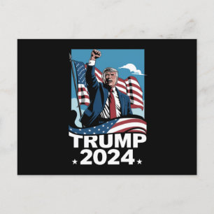 Donald Trump 2024 US-Wahl Amerikanische Flagge Postkarte