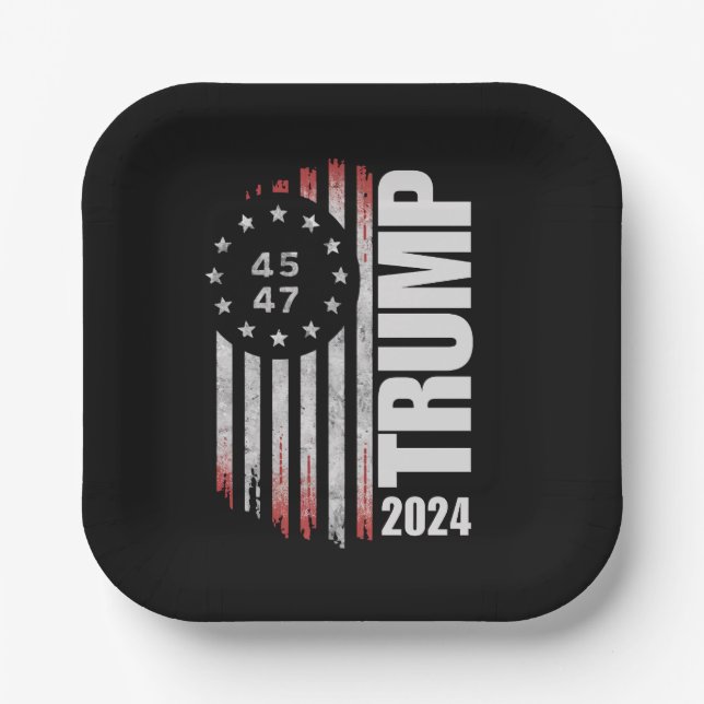 Donald Trump 2024 Wahl Abstimmung 45 47 Amerikaner Pappteller (Vorderseite)