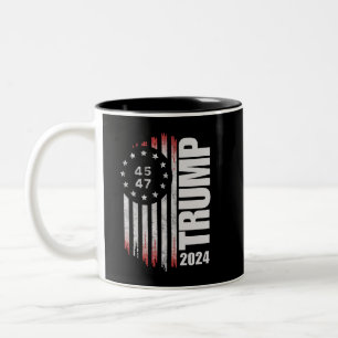 Donald Trump 2024 Wahlstimme 45 47 Amerikanisch  Zweifarbige Tasse