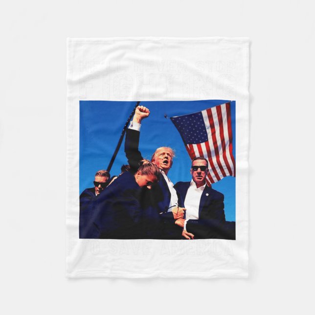 Donald Trump 2024 wird nie aufhören zu kämpfen, um Fleecedecke (Vorderseite)