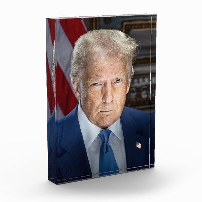Donald Trump 2025 US-Präsident Portrait Fotoblock (Links)