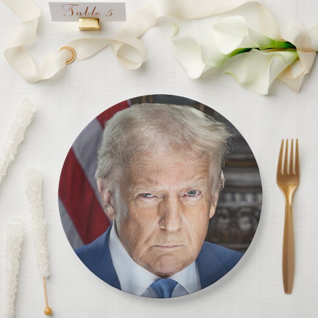 Donald Trump 2025 US-Präsident Portrait Pappteller (Hochzeit)