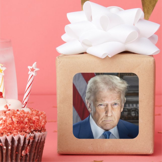 Donald Trump 2025 US-Präsident Portrait Quadratischer Aufkleber (Party)