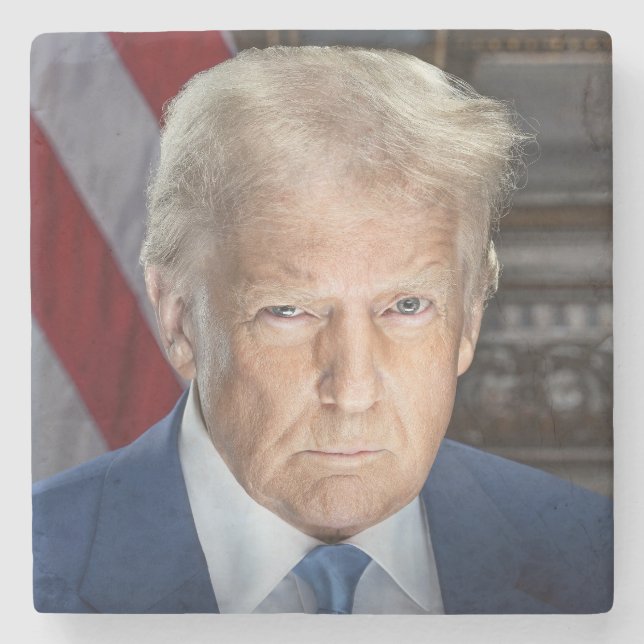Donald Trump 2025 US-Präsident Portrait Steinuntersetzer (Vorderseite)