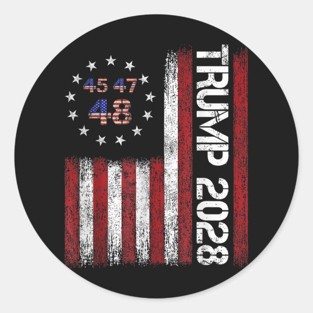 Donald Trump 2028 Trump 45 47 48. Runder Aufkleber (Vorderseite)