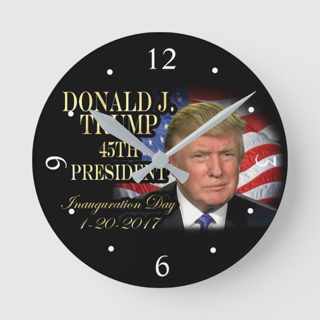 Donald Trump 45. Präsident Einweihung Keepake Runde Wanduhr (Vorderseite)
