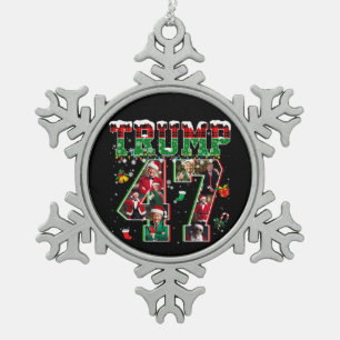 Donald Trump 47. Präsident 2024 Weihnachten Weihna Schneeflocken Zinn-Ornament