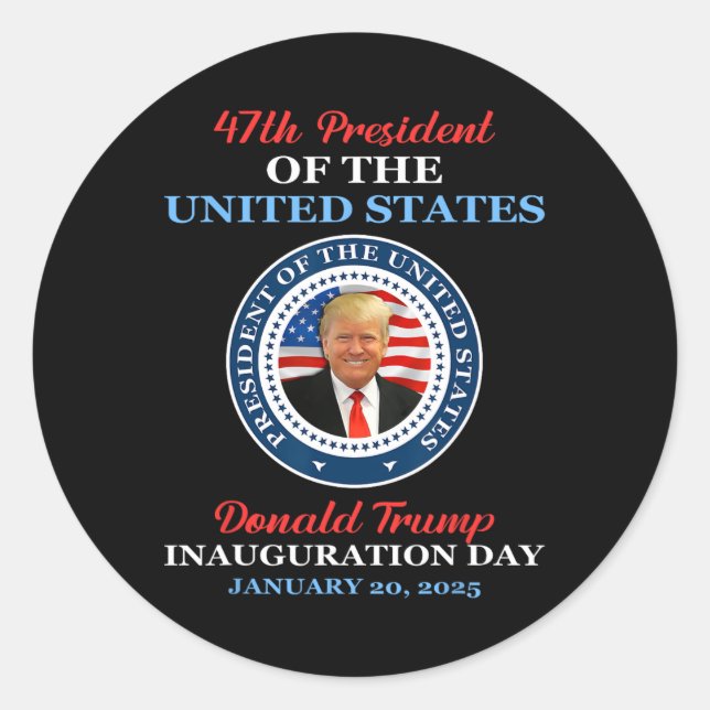 Donald Trump 47. Präsident 2025 Amtseinführung USA Runder Aufkleber (Vorderseite)