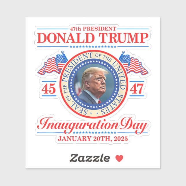 Donald Trump 47. Präsident Einweihung 2025 Aufkleber (Blatt)