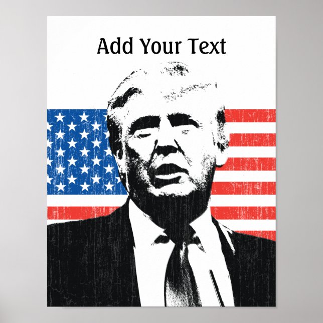 Donald Trump American Flag Custom Text Poster (Vorne)