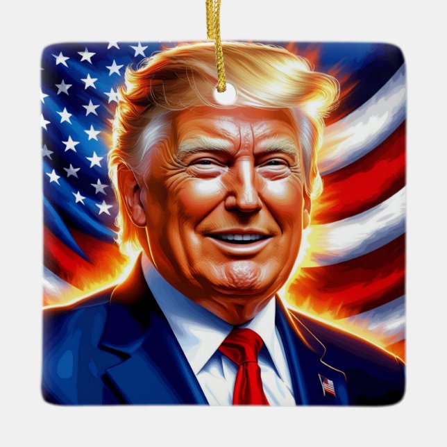 Donald Trump American Flag Weihnachtsschmuck (Vorderseite)