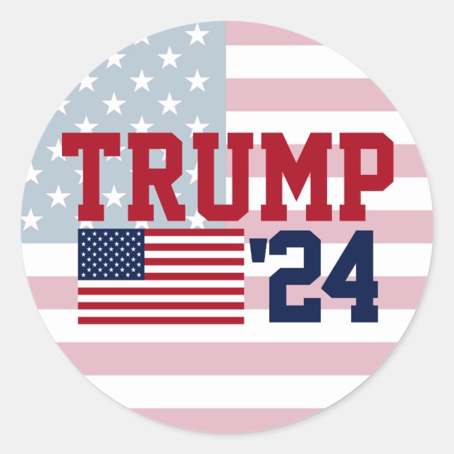 Donald Trump - Amerikanische Flagge 2024 Runder Aufkleber (Vorderseite)