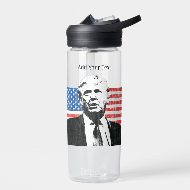 Donald Trump Amerikanische Flagge Custom Text Came Trinkflasche (Links)