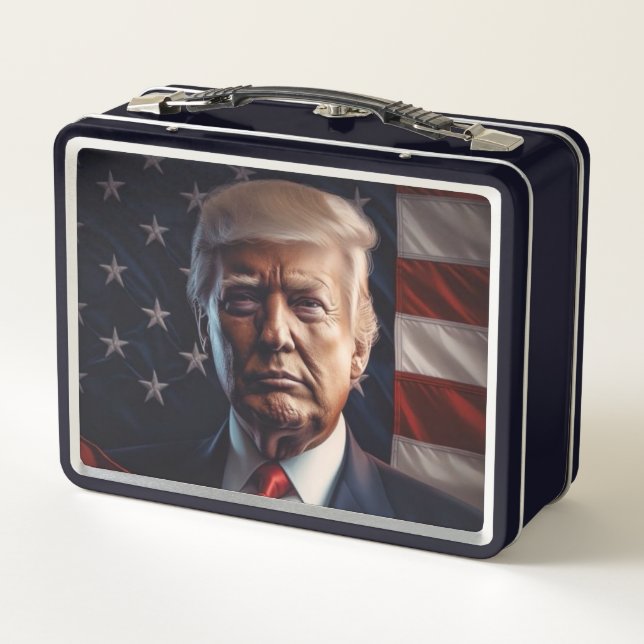 Donald Trump Amerikanische Flagge Metall Brotdose (Rückseite)