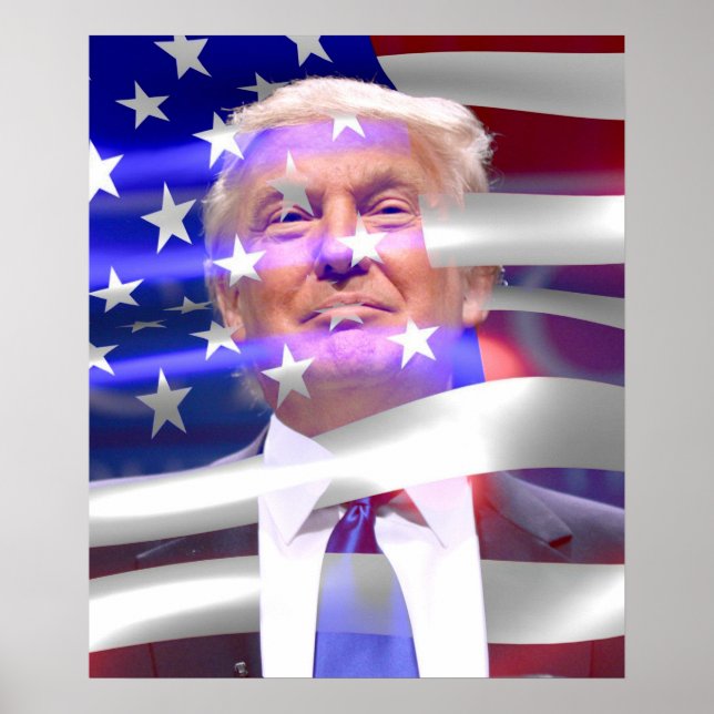 Donald Trump Amerikanische Flagge Poster (Vorne)