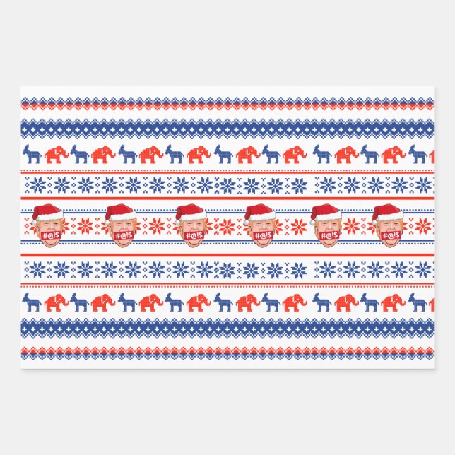 DONALD TRUMP Angry Christmas Geschenkpapier Set (Vorderseite)