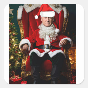 DONALD TRUMP AS SANTA CLAUS FunnY Quadratischer Aufkleber