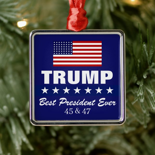 DONALD TRUMP BEST PRESIDENT EVER CHRISTMAS ORNAMENT AUS METALL (Baum)