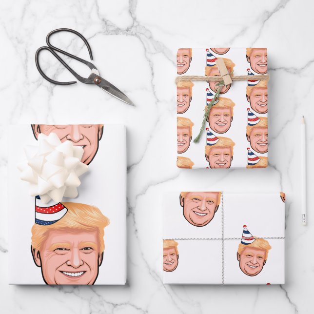DONALD TRUMP BIRTHDAY GESCHENKPAPIER SET (Vorderseite)