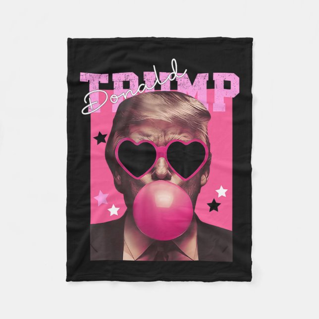 Donald Trump bläst Blase Gum Pink Sungles Trump Fleecedecke (Vorderseite)