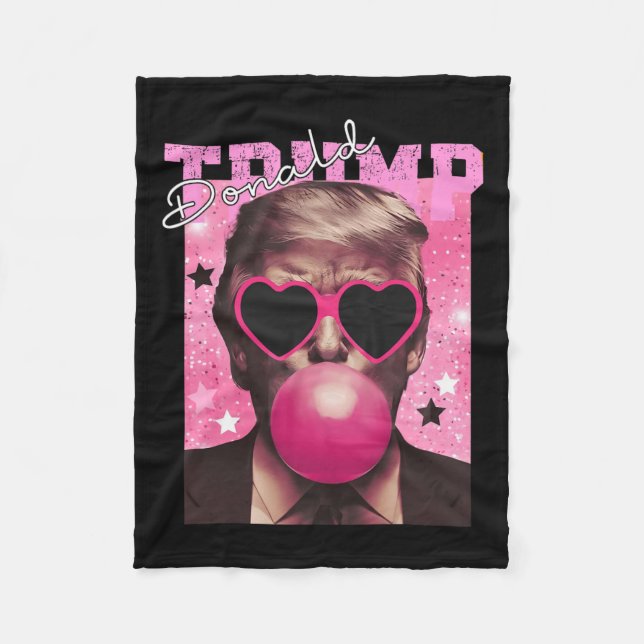 Donald Trump Bubble Gum Pink Sungles Fleecedecke (Vorderseite)
