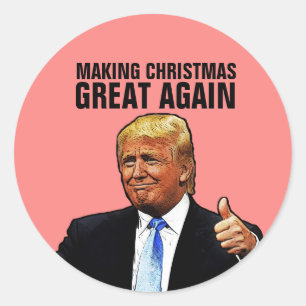DONALD TRUMP CHRISTMAS STICKERS, WIEDER GROSS RUNDER AUFKLEBER