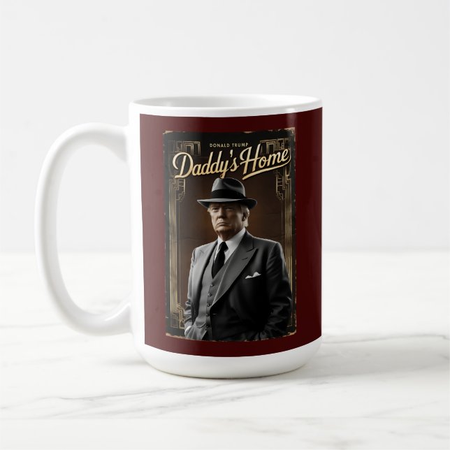 Donald Trump Daddys Zuhause Funny Christmas MAGA Kaffeetasse (Links)