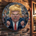 Donald Trump der König der Darts Dartscheibe<br><div class="desc">Bild von Donald Trump Dart Board. Ein humorvolles Dartboard mit einer Karikatur Donald Trumps als Ziel, das eine Krone und einen wütenden Ausdruck trägt. Das Board ist von kleineren Bildern von Menschen umgeben. Ein rundes Dartboard mit einer Karikatur Donald Trumps. Das Bild ist eine humorvolle Haltung in der Politik, geeignet...</div>