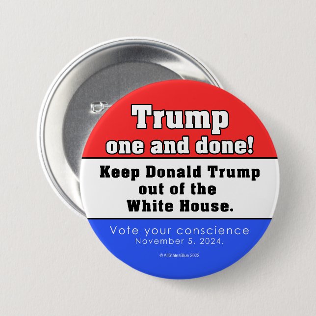 Donald Trump eins und getan! Schaltfläche Button (Vorne & Hinten)
