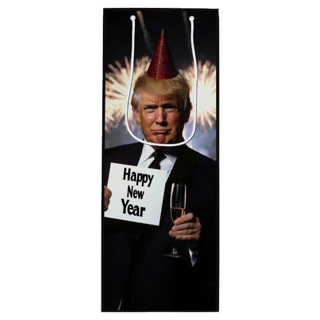 Donald Trump feiert Neujahr im Stil Geschenktüte Für Weinflaschen (Vorderseite)