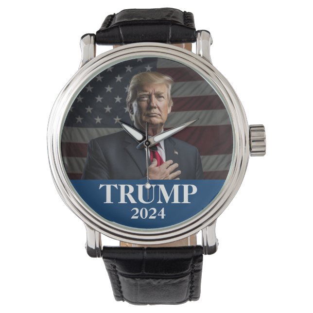 Donald Trump Foto 2024 Behalte Amerika Groß Armbanduhr (Vorderseite)