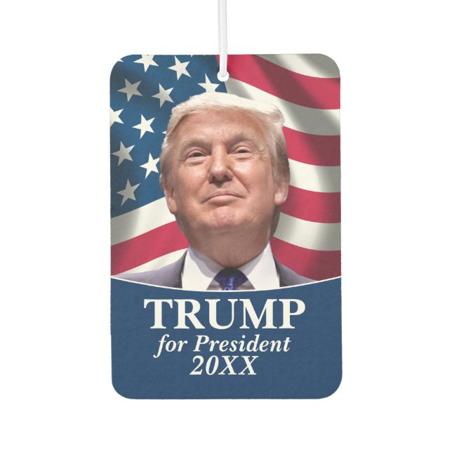 Donald Trump Foto American Flag - Präsident 2020 Autolufterfrischer (Vorderseite)