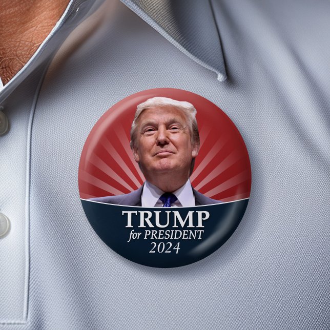 Donald Trump Foto - Präsident 2024 Button (Trump 2024 Campaign Button)