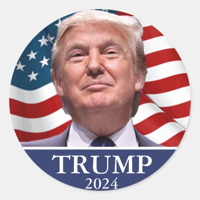 Donald Trump Foto - Präsident 2024 Runder Aufkleber (Vorderseite)