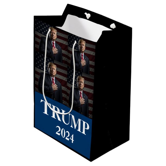 Donald Trump Foto - Präsident - genug gesagt Mittlere Geschenktüte (Vorderseite Schrägansicht)