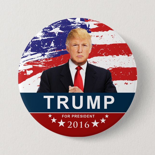 Donald Trump für Präsidenten 2016 3 Zoll rundes Button (Vorderseite)
