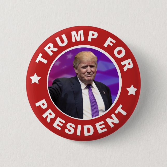 Donald Trump für roten Knopf Präsidenten-Foto Button (Vorderseite)