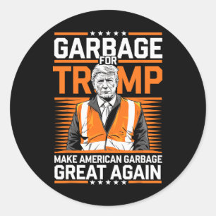 Donald Trump Garbage Orange Reflection Safety Vest Runder Aufkleber