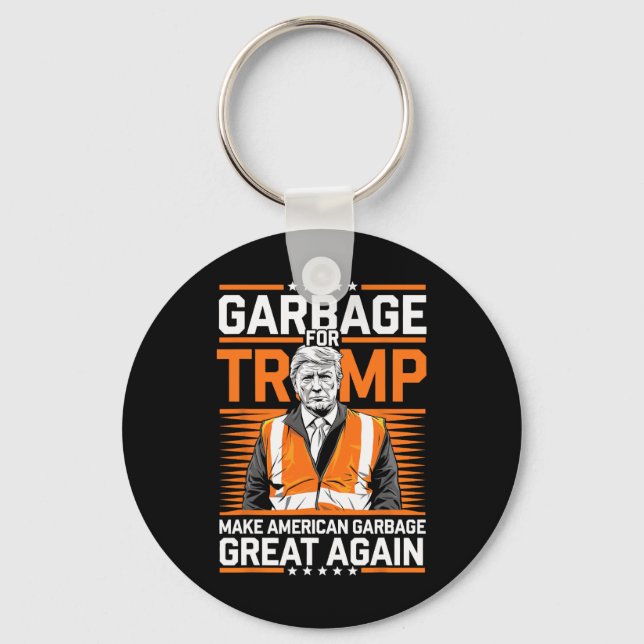 Donald Trump Garbage Orange Reflection Safety Vest Schlüsselanhänger (Vorderseite)