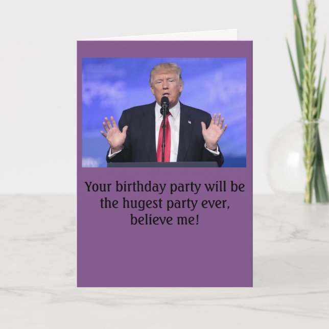 Donald Trump - Geburtskarte "riesiges Party" Dankeskarte (Vorderseite)