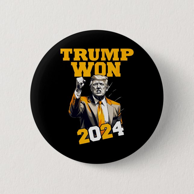 Donald Trump gewinnt 2024 Wahleinweihung Men Wo Button (Vorderseite)