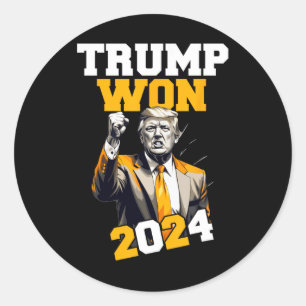 Donald Trump gewinnt 2024 Wahleinweihung Men Wo Runder Aufkleber
