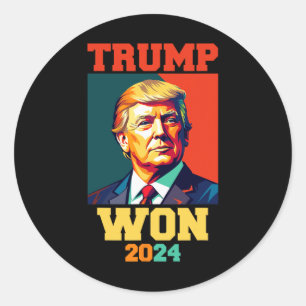Donald Trump gewinnt 2024 Wahleinweihung Men Wo Runder Aufkleber