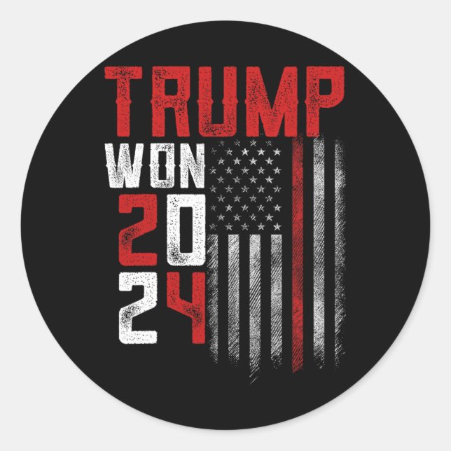 Donald Trump gewinnt 2024 Wahleinweihung Men Wo Runder Aufkleber (Vorderseite)